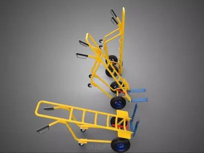 FOUR 4 WHEELER HAND TRUCK CASTER CART FORK DOLLIES STANDING TILT 3D model