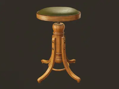 Vintage Stool - PBR Game Ready Low-poly 3D model