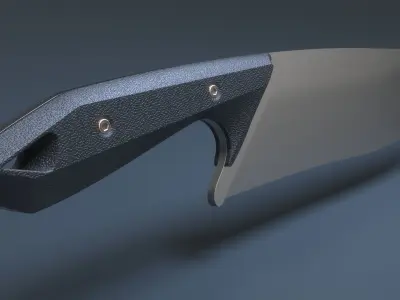 Hunting and combat modern kitchen knife 3D model