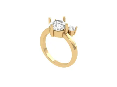 Solitair 3 Stone Ring 3D print model shop