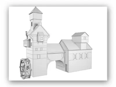 Medieval lowpoly buildings Low-poly 3D model
