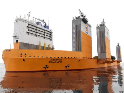 Heavy transport vessel orange 3D model