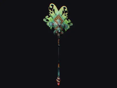 Magical Staff Magic Stick Fantasy Wand Axe Props Item Low-poly 3D model