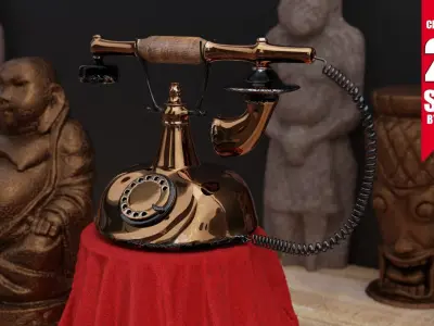 Best realistic antique telephone model 3D model