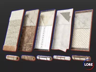 Medieval Collection Accessories Bedrolls 3D Model Pack