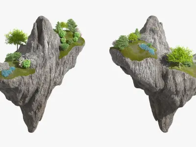 Floating Forest Cliff 3D model