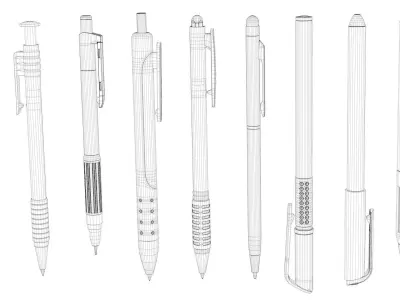 Pen collection 3D model