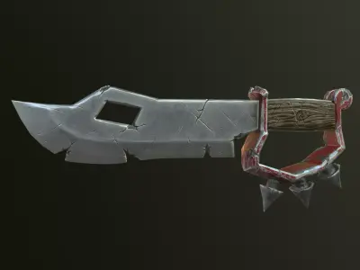 Old damaged Ork knife Low-poly 3D model