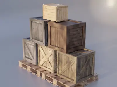 Wooden Box 7C Low-poly 3D model Low-poly 3D model