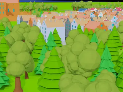 modular low poly city Low-poly 3D model