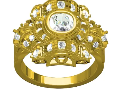 Antique Art Deco Engagement Ring 3D print model get
