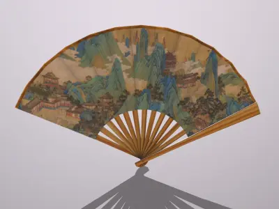 Folding fan Low-poly 3D model shop