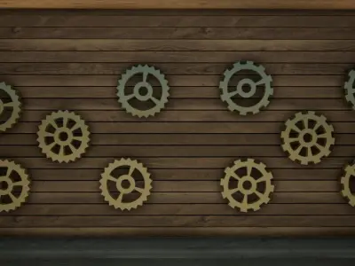 Clock gears untextured Low-poly 3D model