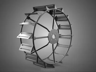 CAGE WHEEL TRACTOR METAL TYRE TIRE RIM LUG PADDY RICE FIELD FARM 3D model