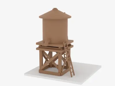 Farm Wooden Water Tower 3D model