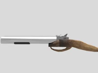 Low-Poly Shotgun revolver Free low-poly 3D model