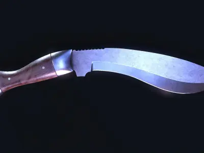 Kukri Knife Low-poly 3D model 2