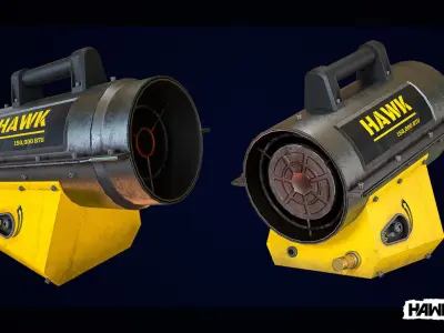 Portable Fan for Exhaust Blowing Low-poly 3D model