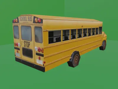 SCHOOL BUS - LOW POLY - PS1 RETRO STYLE Low-poly 3D model