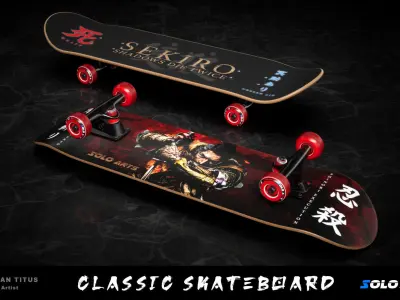 Classic Skateboard - Sekiro Theme Low-poly 3D model