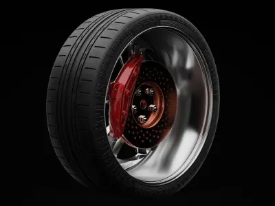 Sport Car Alloy Wheel Model  3D model