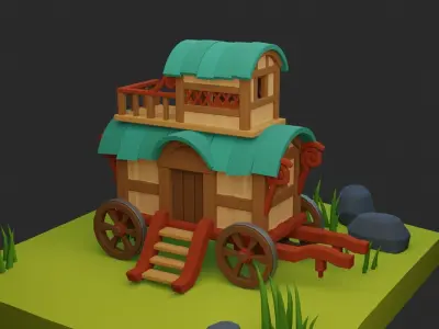 Low poly Wagon Low-poly 3D model purchase