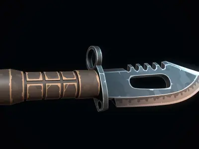 Stylized Military Knife Low-poly 3D model purchase