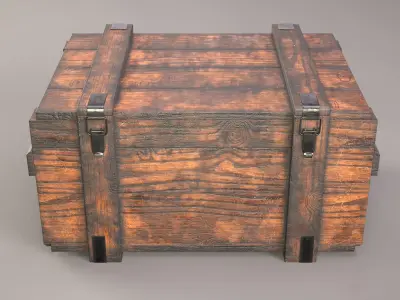 Industrial wooden box Low-poly 3D model