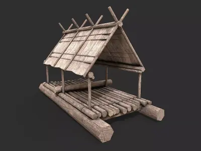 Medieval Environment Props 13 Rafts Pack Low-poly 3D model