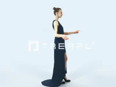 Beauty 08J pointing Couple Pointing Event Elegant Woman Low-poly 3D model
