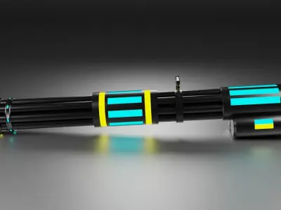 SCI FI minigun 3D model Low-poly 3D model