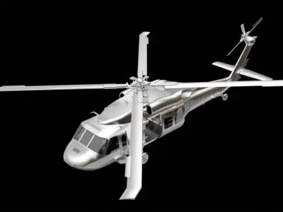 Helicopter silver 3D model