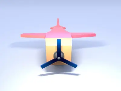 cartoon Aero plane Low Poly Light Aircraft Cessna Airplane 3D model
