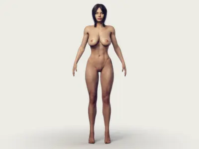 Naked Busty Woman - Fully Rigged 3D model