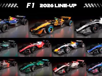2026 Season F1 Grid Line Up - All 11 Racing team cars 3D Model Pack