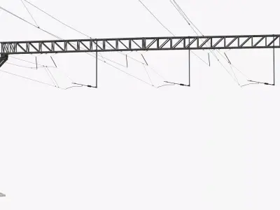Railway Catenary Pole System Rusty 3D model