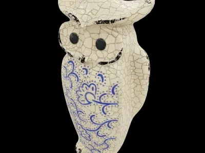 Ceramics Owl model Low-poly 3D model