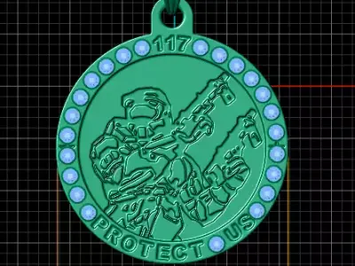 Diamond Halo Protect US Soldier Military Tribute Pendant 3D print model