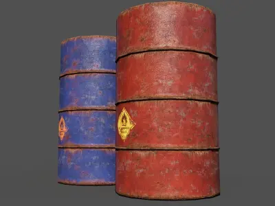 Old Oil Drums Rusty Oily Variants  Free low-poly 3D model