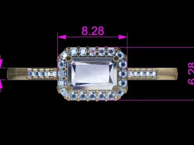 Dainty Emerald Halo Engagement Ring 3D print model purchase