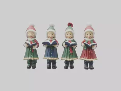 Christmas Carolers Figurine model Low-poly 3D model