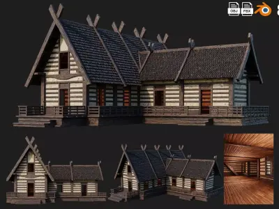 Old Medieval Building House 4K Textures GameReady 85 Low-poly 3D model
