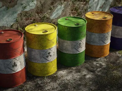 Industrial Metallic Barrel Pack - Game-Ready 3D Asset Low-poly 3D model