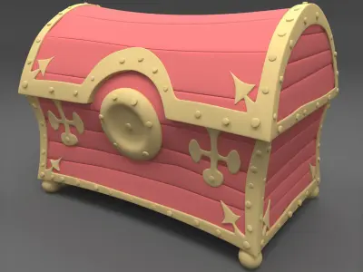 Set of cartoonish chests ancient antique stylized retro Low-poly 3D model