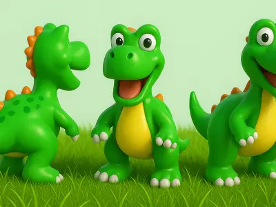 Cartoon Dinosaur Cute Low-poly 3D model