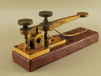 Antique Telegraph Key Mid-Poly 3D Model Low-poly 3D model