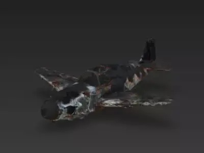 Charred Military Aircraft Wreckage 3D Model Low-poly 3D model