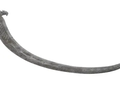 Mambele hybrid Knife Axe  Low-poly 3D model