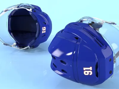 Blue Hockey Helmet 3D model