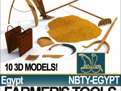 Ancient Egyptian Farmer Tools Collection 3D model